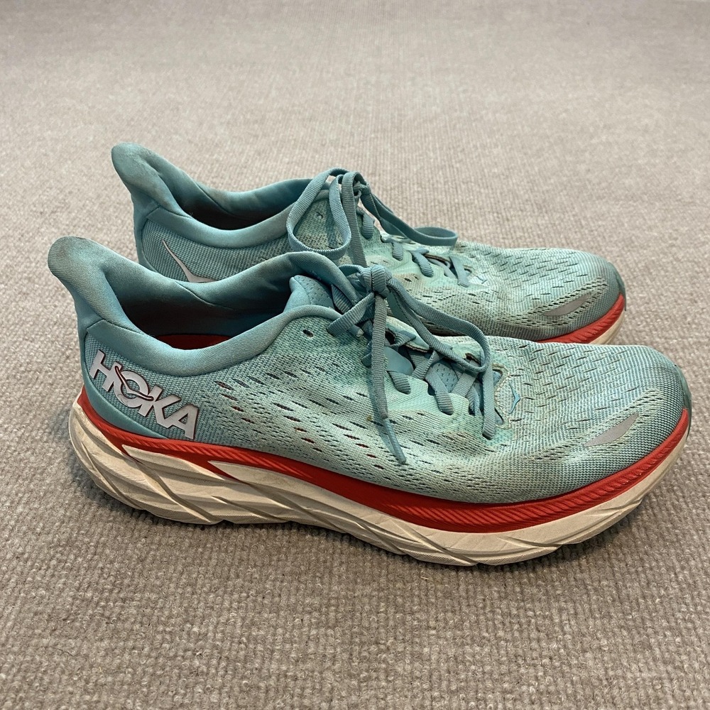 Hoka One One Clifton 8 Running Shoes Womens Size 9 Blue Cushioned 1119394 AEBL‎